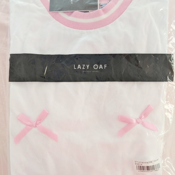 🌸Two for $55💲LAZY OAF Boob BOW Ringer Tee T-Shirt TOP BNWT - Picture 3 of 4